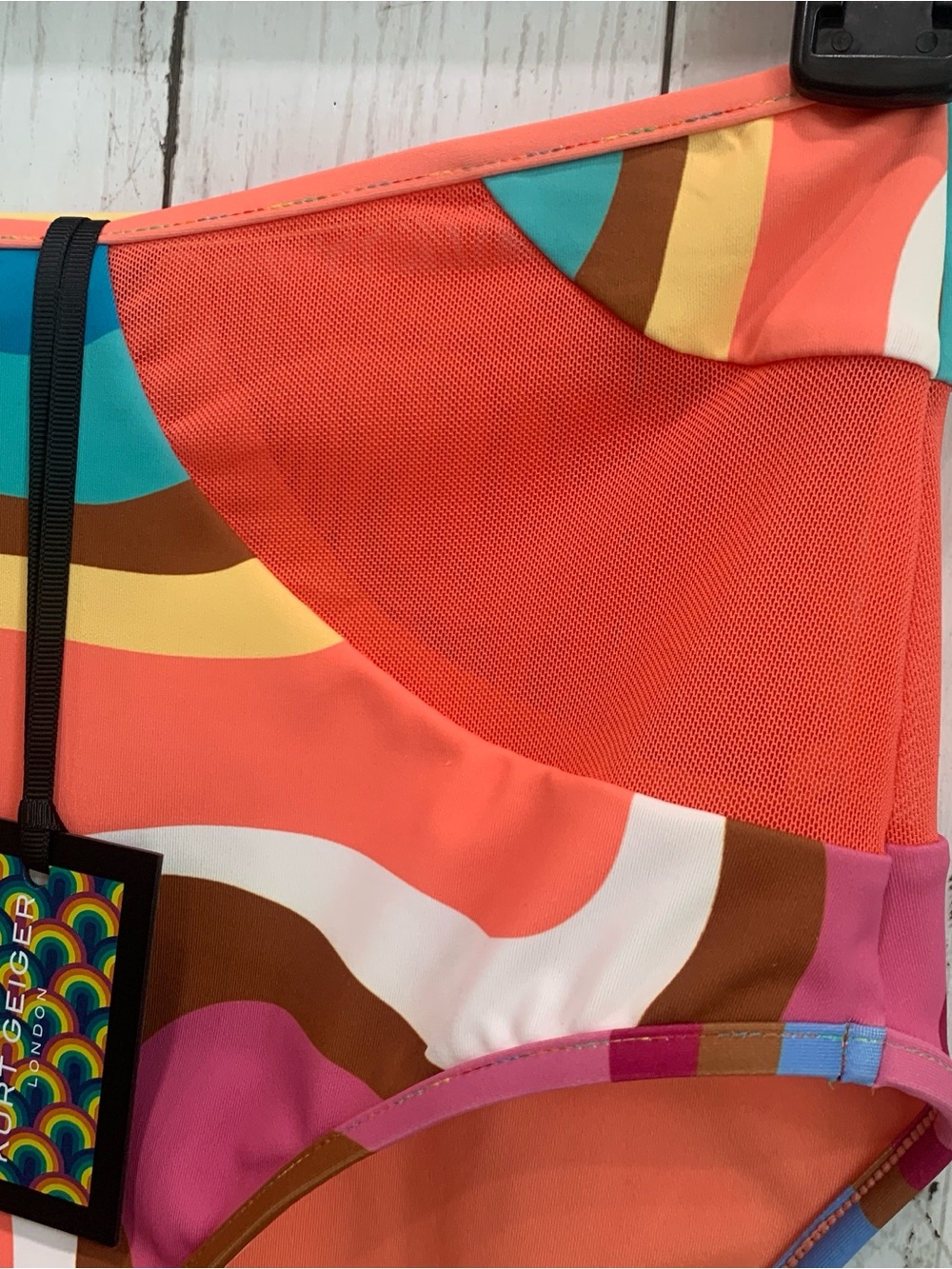 Kurt Geiger Kensington Cut Out Briefs Bikini Bottom Large Psychedelic High Waist - Picture 7 of 16